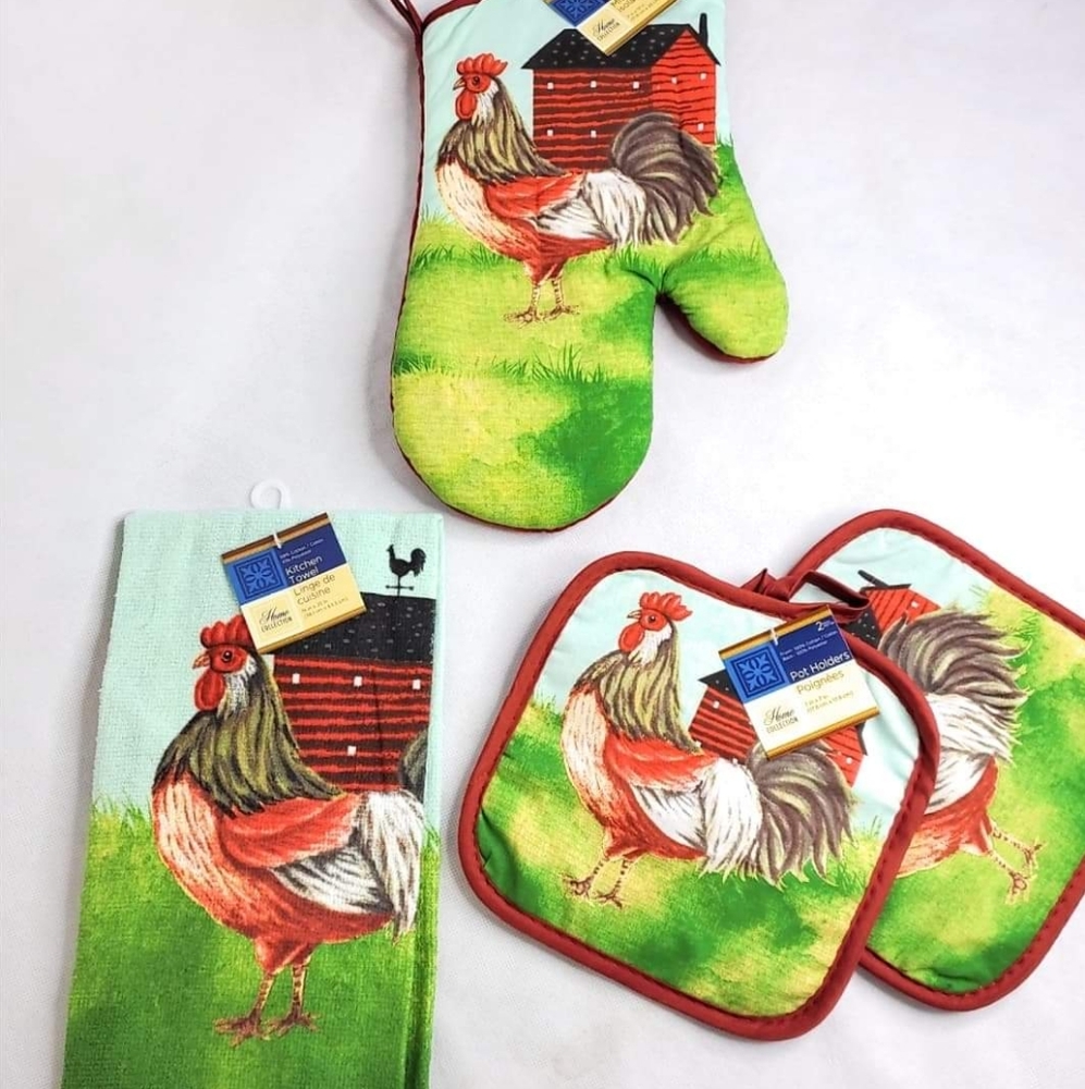 Farm House Country Kitchen Linen Set Rustic New